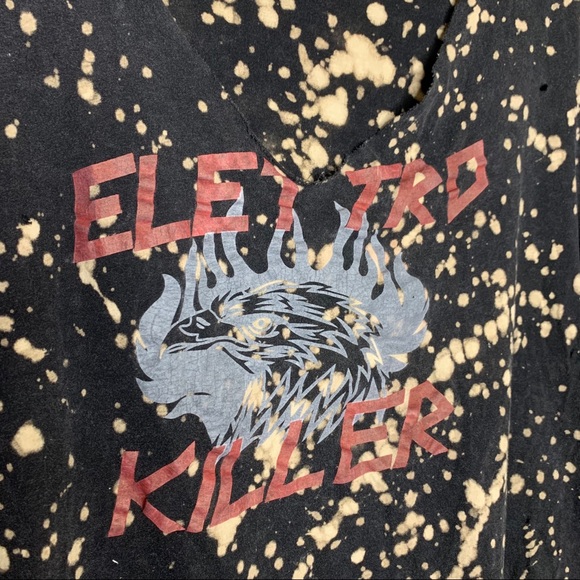 Hand Bleached Graphic Tee V Neck Key Hole - DIY Size 16 - Picture 8 of 10